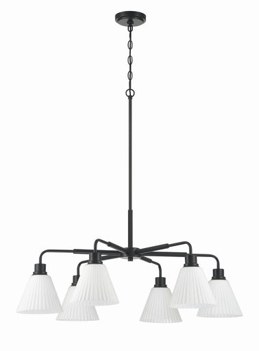 Pleated II Six Light Chandelier Flat Black