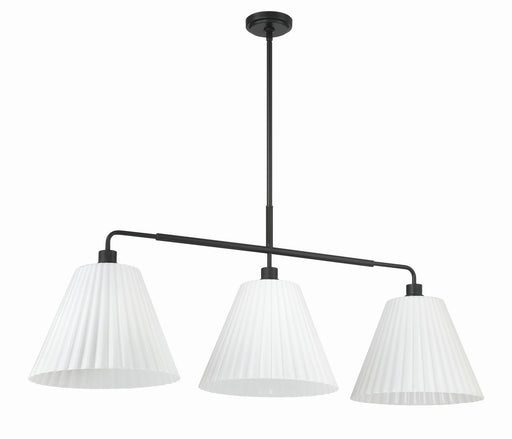 Pleated II Three Light Island Pendant Flat Black