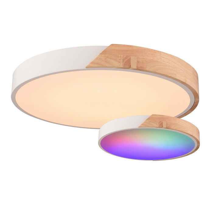 Vaxcel - C0361 - LED Flush Mount - Everette - White and Natural Wood