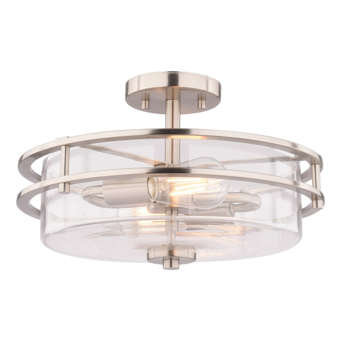 Vaxcel - C0381 - Two Light Semi-Flush Mount - Grace - Satin Nickel