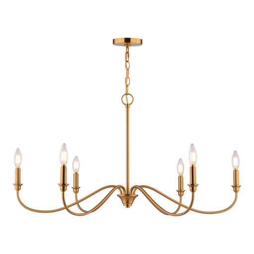 Vaxcel - H0322 - Six Light Chandelier - Annabelle - Muted Brass