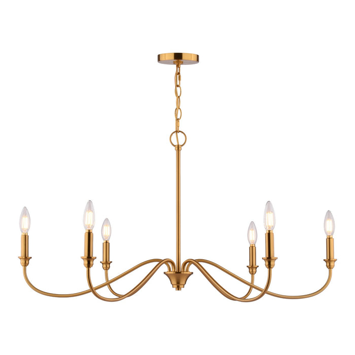 Vaxcel - H0322 - Six Light Chandelier - Annabelle - Muted Brass