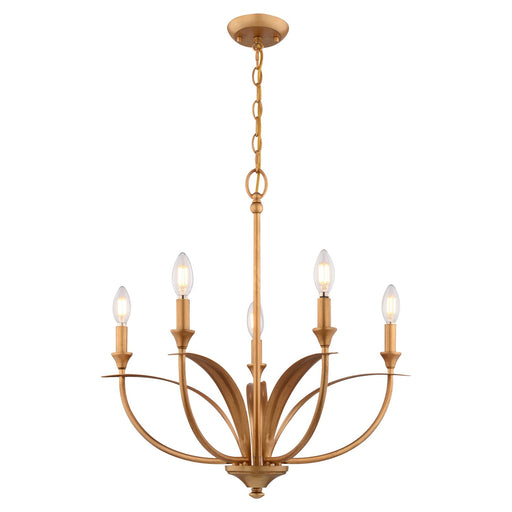 Vaxcel - H0324 - Five Light Chandelier - Fern Ridge - Heritage Gold