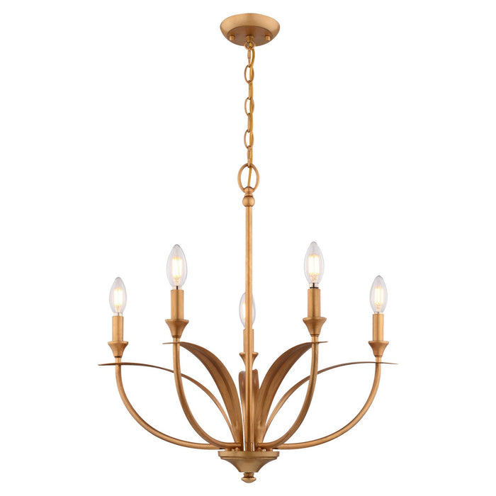 Vaxcel - H0324 - Five Light Chandelier - Fern Ridge - Heritage Gold