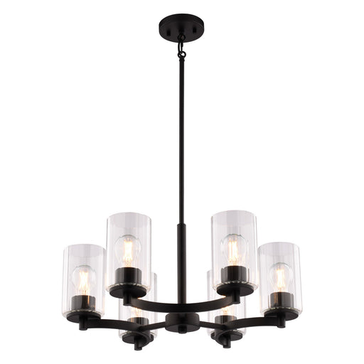 Vaxcel - H0326 - Six Light Chandelier - Maple Valley - Matte Black