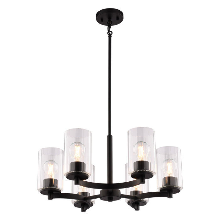 Vaxcel - H0326 - Six Light Chandelier - Maple Valley - Matte Black