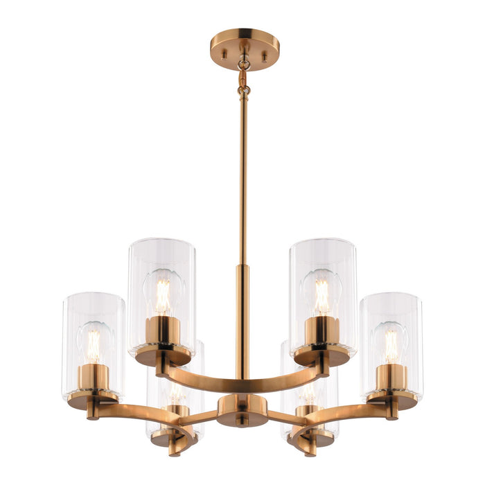 Vaxcel - H0327 - Six Light Chandelier - Maple Valley - Champagne Gold