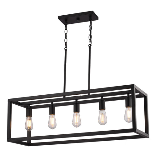 Vaxcel - H0331 - Five Light Linear Chandelier - Pratt - Matte Black