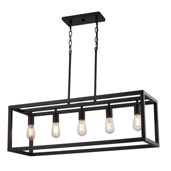 Vaxcel - H0331 - Five Light Linear Chandelier - Pratt - Matte Black