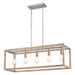 Vaxcel - H0332 - Five Light Linear Chandelier - Pratt - Satin Nickel and Light Oak