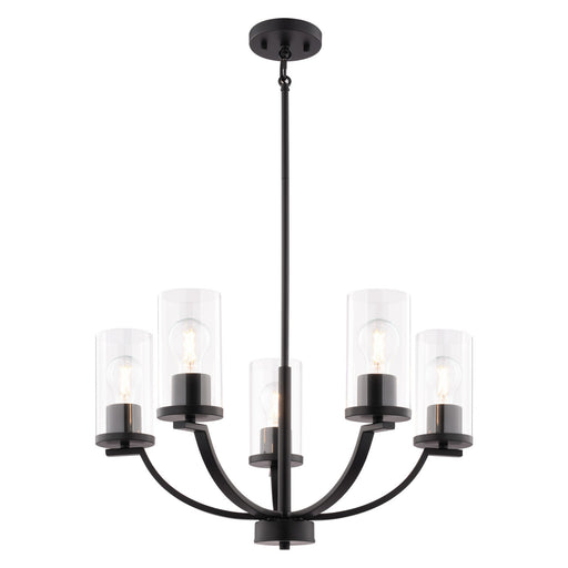 Vaxcel - H0333 - Five Light Chandelier - Elmwood Park - Matte Black