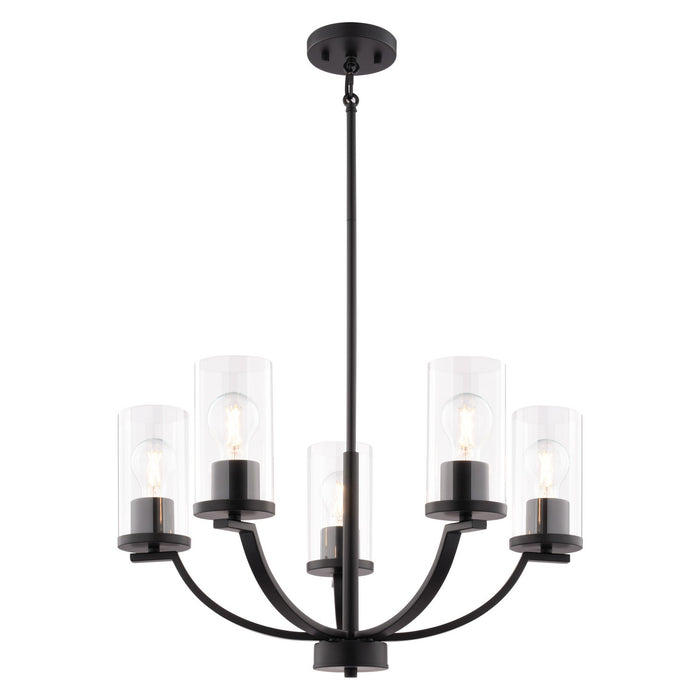 Vaxcel - H0333 - Five Light Chandelier - Elmwood Park - Matte Black