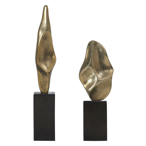 Uttermost - 18393 - Sculptures, Set/2 - Fluid Geometry - Antiqued Gold