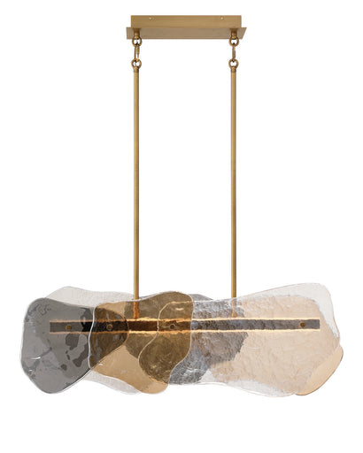 Grotto LED Linear Chandelier Antique Brass