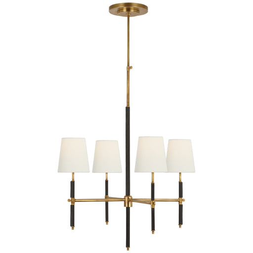 Bryant Wrapped LED Chandelier Hand-Rubbed Antique Brass and Chocolate Leather