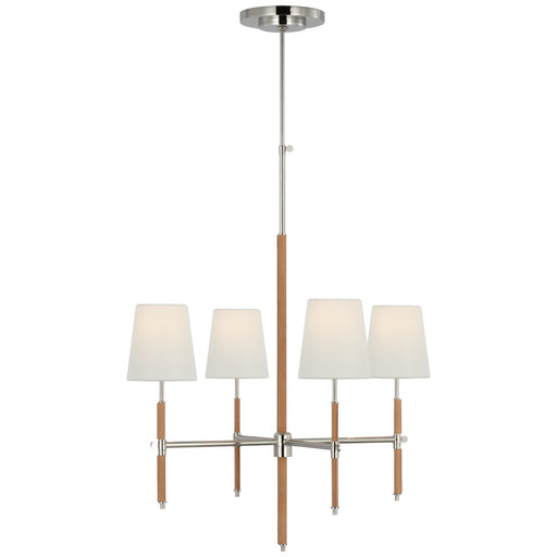 Bryant Wrapped LED Chandelier Polished Nickel and Natural Leather