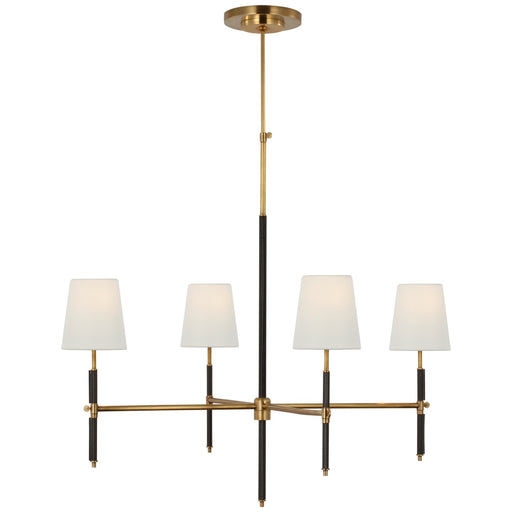Bryant Wrapped LED Chandelier Hand-Rubbed Antique Brass and Chocolate Leather