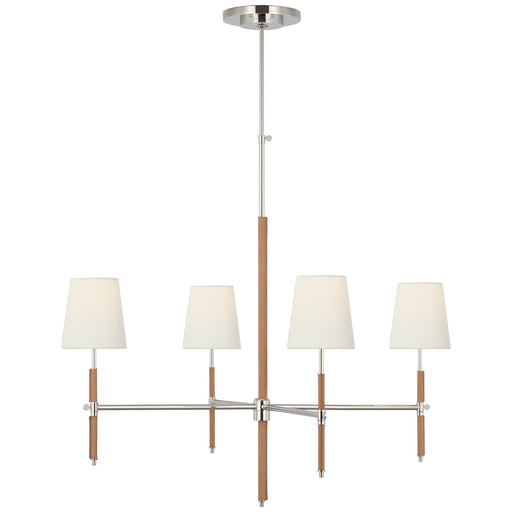 Bryant Wrapped LED Chandelier Polished Nickel and Natural Leather