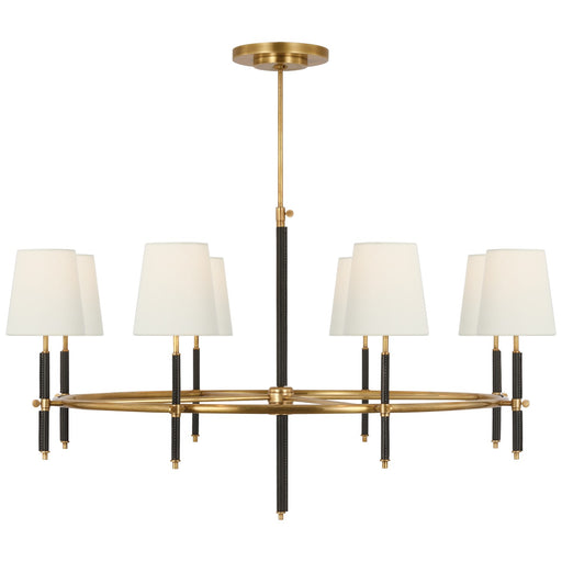Bryant Wrapped LED Chandelier Hand-Rubbed Antique Brass and Chocolate Leather