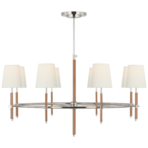 Bryant Wrapped LED Chandelier Polished Nickel and Natural Leather