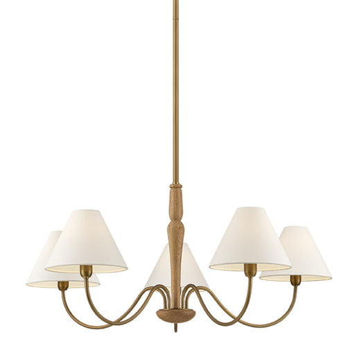 Bennie Five Light Chandelier Patina Brass