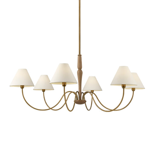 Bennie Six Light Chandelier Patina Brass