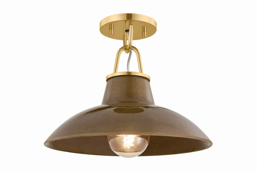 Hudson Valley - 1928-AGB/CUK - One Light Flush Mount - Pottersville - Aged Brass