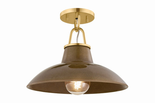 Pottersville One Light Flush Mount Aged Brass