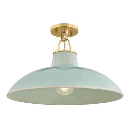 Pottersville One Light Flush Mount Aged Brass