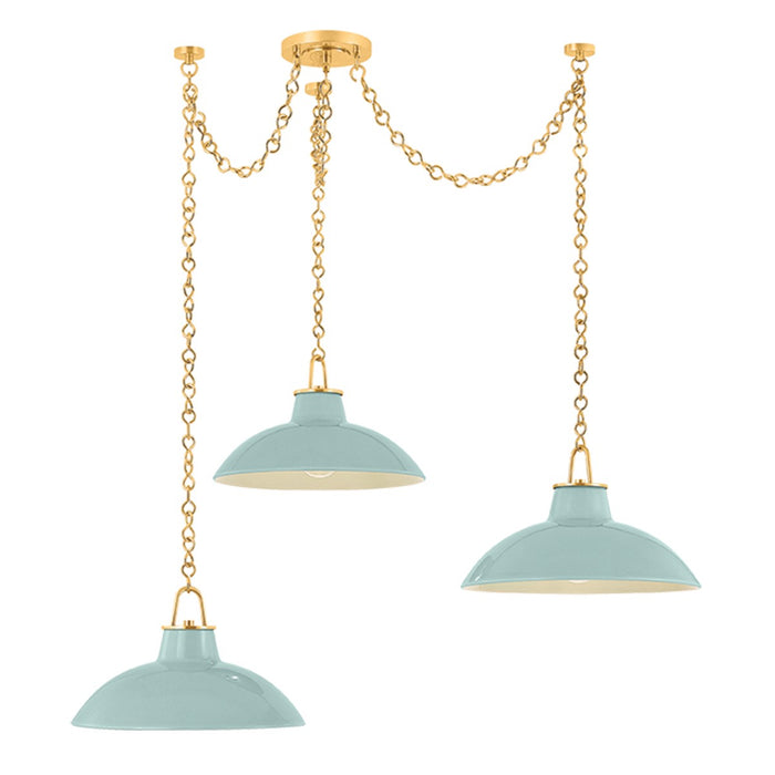 Hudson Valley - 1957-AGB/CMC - Three Light Chandelier - Pottersville - Aged Brass