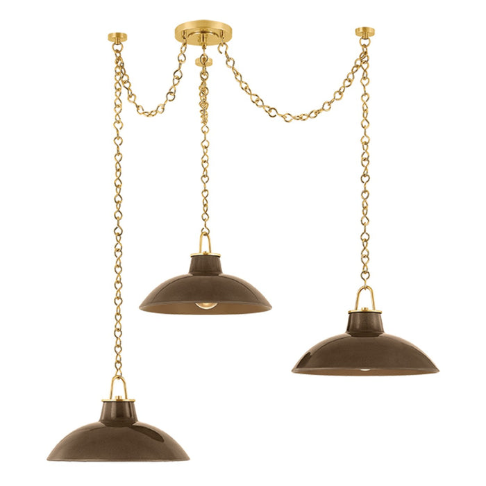 Hudson Valley - 1957-AGB/CUK - Three Light Chandelier - Pottersville - Aged Brass