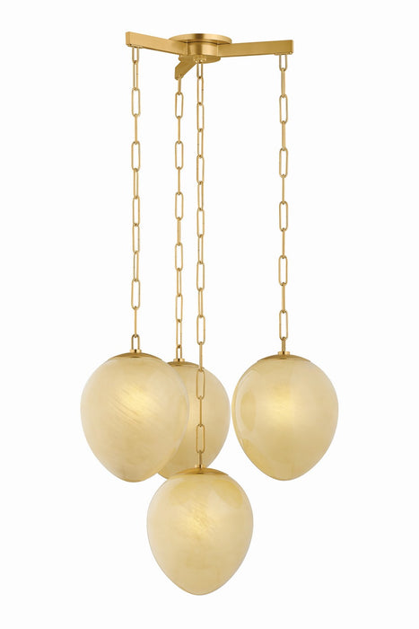 Hudson Valley - 7404-AGB - Four Light Chandelier - Cherrytown - Aged Brass