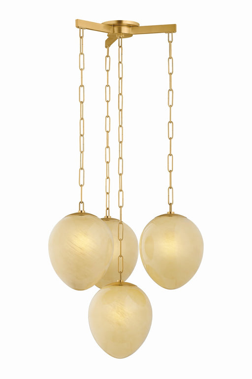Hudson Valley - 7404-AGB - Four Light Chandelier - Cherrytown - Aged Brass