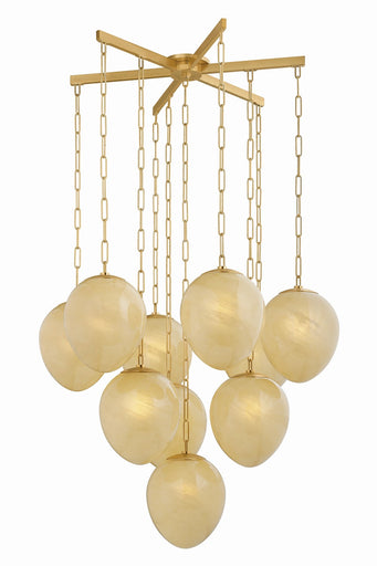 Cherrytown Ten Light Chandelier Aged Brass