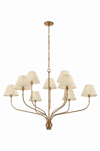 Garnerville Nine Light Chandelier Patina Brass