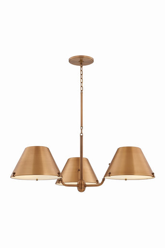 Tannersville Three Light Chandelier Patina Brass