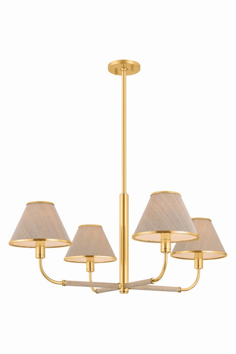 Hudson Valley - 9834-AGB - Four Light Chandelier - Shore Road - Aged Brass