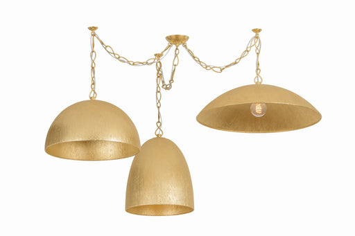 Eve Three Light Chandelier Vintage Gold Leaf