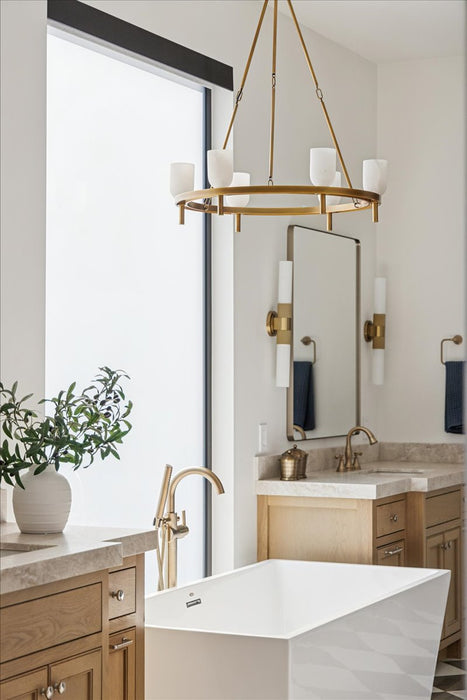 Lucian Six Light Chandelier Vintage Brass/Alabaster-Large Chandeliers-Alora-Lighting Design Store