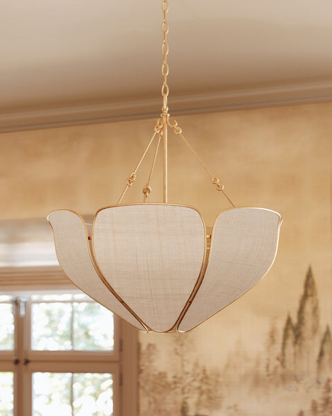 Bayville Six Light Pendant Vintage Gold Leaf-Pendants-Hudson Valley-Lighting Design Store