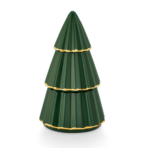 Illume Ceramic Tree Candle, Green with gold around edges