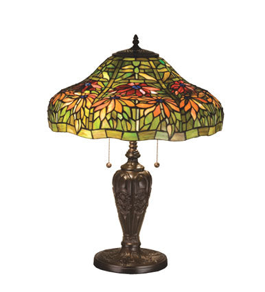 Meyda Tiffany - 15712 - 24" Table Lamp - Tiffany Poinsettia - Mahogany Bronze