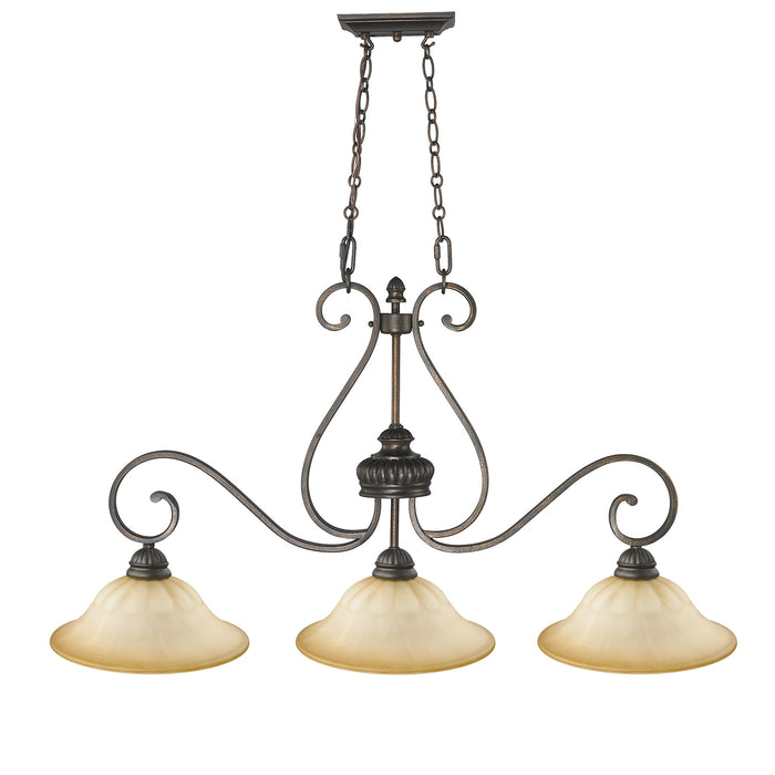 Golden - 7116-10 LC - Three Light Linear Pendant - Mayfair - Leather Crackle