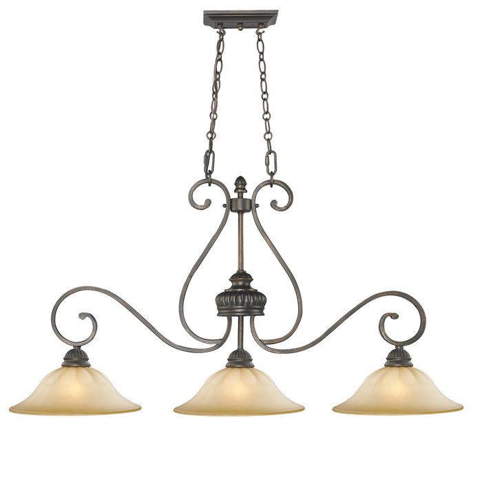 Golden - 7116-10 LC - Three Light Linear Pendant - Mayfair - Leather Crackle