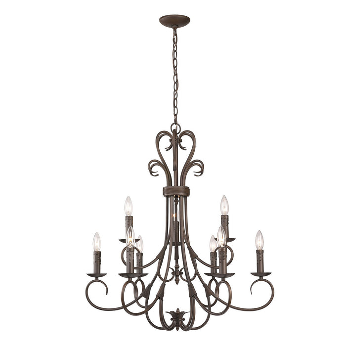 Golden - 8606-CN9 RBZ - Nine Light Chandelier - Homestead - Rubbed Bronze