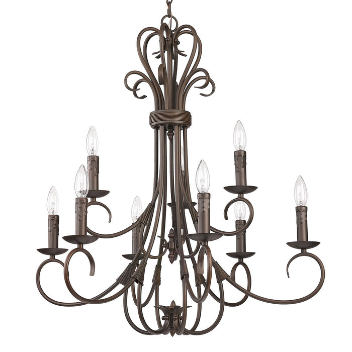 Golden - 8606-CN9 RBZ - Nine Light Chandelier - Homestead - Rubbed Bronze