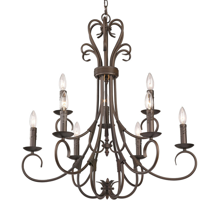 Golden - 8606-CN9 RBZ - Nine Light Chandelier - Homestead - Rubbed Bronze