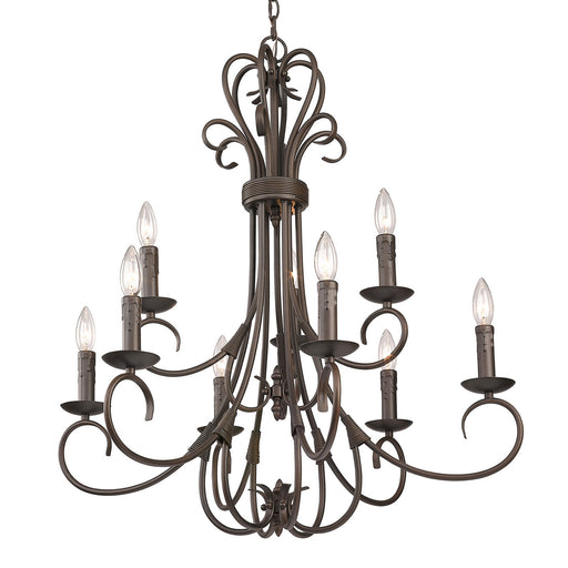 Homestead Nine Light Chandelier Rubbed Bronze