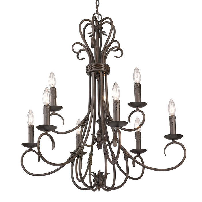 Golden - 8606-CN9 RBZ - Nine Light Chandelier - Homestead - Rubbed Bronze