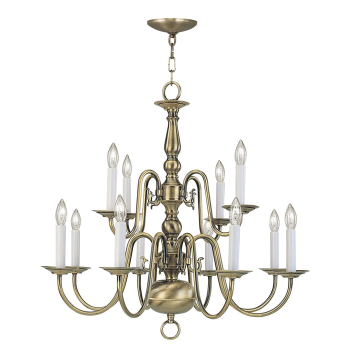 Livex Lighting - 5012-01 - 12 Light Chandelier - Williamsburgh - Antique Brass